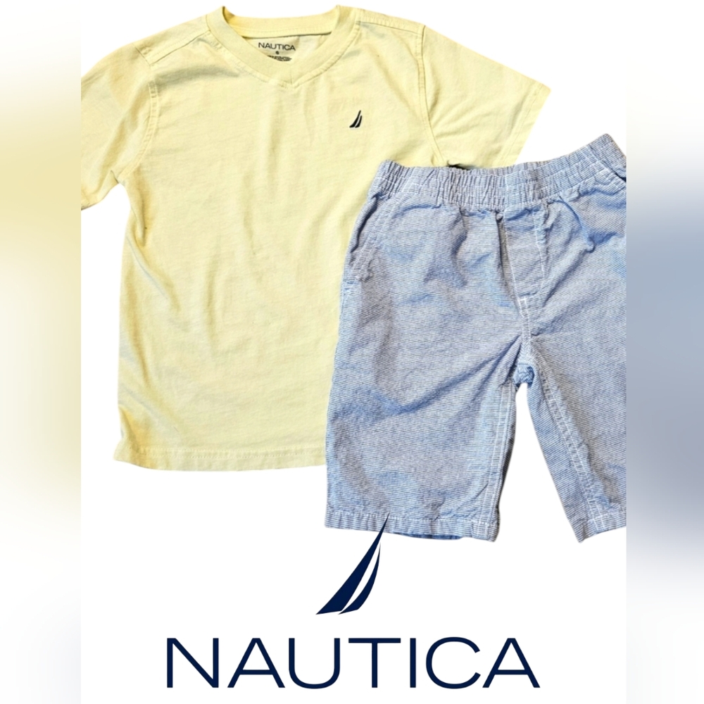 NAUTICA Boy's Youth T-shirt/Short set, Yellow/Blue (Size 6)